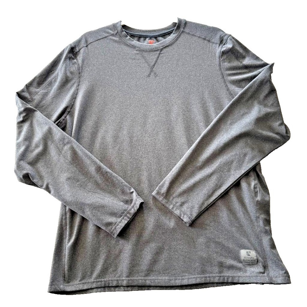 Rugged Elements Mens L Long Sleeve Shirt Gray Crewneck Performance Utility Tee